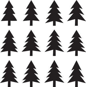 Sharp-edged triangle-style modern Christmas tree silhouettes in bold clean vector