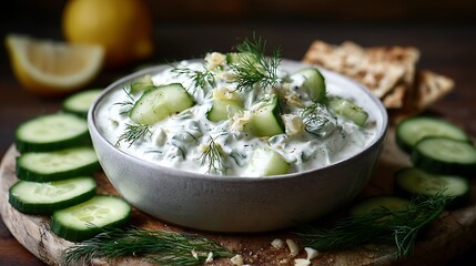 Delicious fresh green salad with avocado, zucchini, chicken, and other healthy vegetables in a white bowl, perfect for a nutritious lunch or dinner meal
