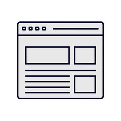 Illustration of a website layout with placeholders for images and text content display design