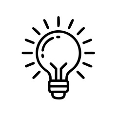 Illustration of a light bulb with radiating lines representing idea generation and illumination concept