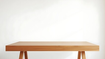 A minimalist wooden desk with a clean, uncluttered surface, radiating modern simplicity.