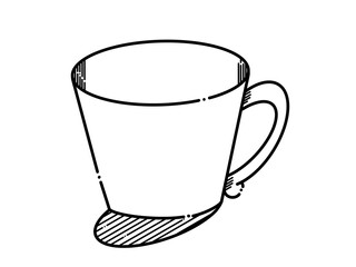 Coffee Cup Line Art / Cute Cafe Icon Illustration black
