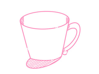 Coffee Cup Line Art / Cute Cafe Icon Illustration pink