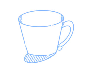 Coffee Cup Line Art / Cute Cafe Icon Illustration blue