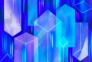 Geometric structure background in blue color 