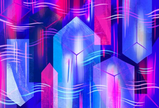 Geometric structure background in blue color 