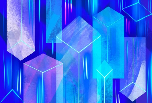 Geometric structure background in blue color 