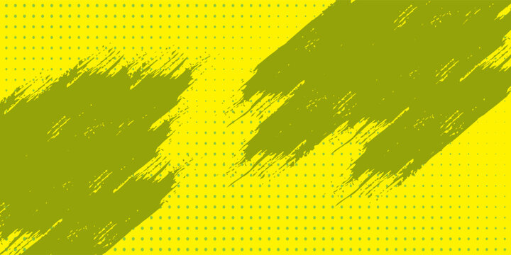 Top Yellow halftone pattern. Retro comic gradient background. Bright orange pixelated dotted texture overlay. Cartoon pop art faded gradient pattern. Art