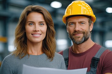 A man and a woman are smiling at the camera