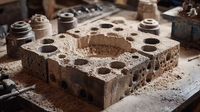 Gothic cathedral clock architecture with antique gears on an old metal background