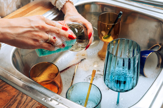 Washing dishes at home