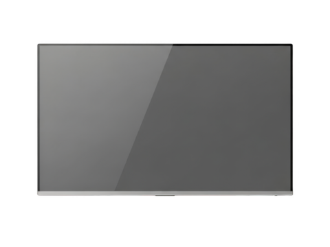 Modern digital display screen with sleek metallic frame and subtle reflections transparent background