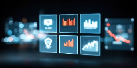 Neon interface showing quality KPIs, certification milestones, approval flags, performance levels, and a management checklist system