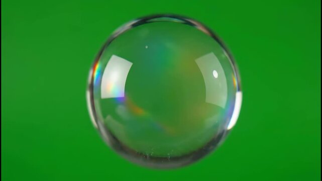 Spinning Water Bubble Motion Graphic Animation on Green Screen Background Ai Generated