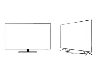 Naklejka premium Modern led television displays with blank screens showcased in two views transparent background