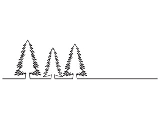 Christmas Pine Tree Black and White