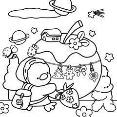 coloring book for kids, hand drawn and calligraphy, merry Christmas,  Coloring book, back to school