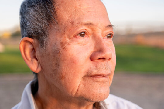 portrait thoughtful eldery man