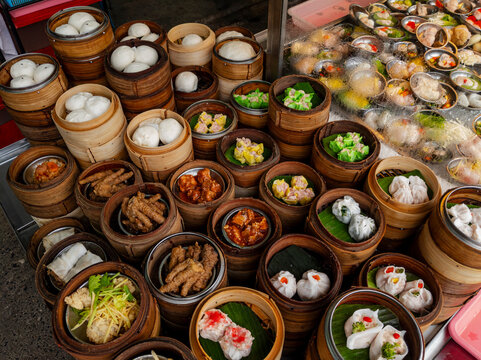 Dim Sum spread inside a Chinese restaurant