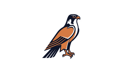 Fototapeta premium Stylized illustration of a majestic falcon or hawk bird of prey on a white background.