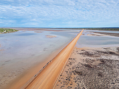 Dirt road leading into the town of Fowlers Bay. South Australia.