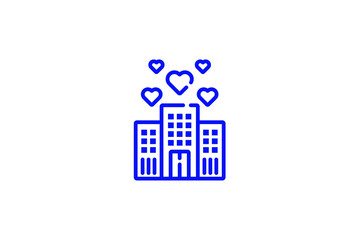 Isolated   hotel illustration in line style design. Vector illustration.