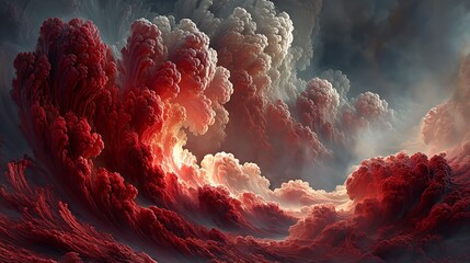 Anger turned visual red fractal storms with black plasma arcs and sharp textures