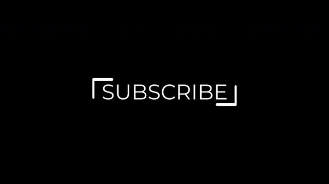 Simple subscribe text title animation on black background.