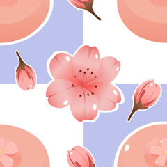 Pink Sakura Mochi Seamless Pattern Cute Japanese Dessert Design