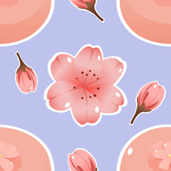 Pink Sakura Mochi Seamless Pattern Cute Japanese Dessert Design