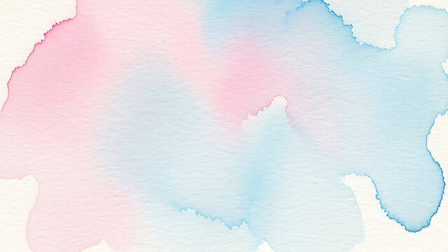 Delicate pastel pink and blue watercolor wash background texture with rough artistic paper grain.
