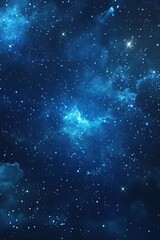 Fototapeta premium Dreamy starry nightscape with blue nebula & cosmic dust