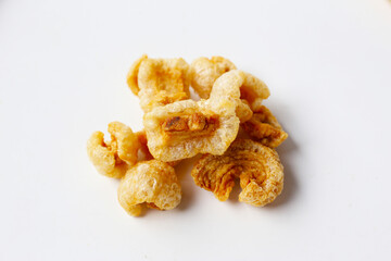 Crispy pork cracklings, a crunchy savory snack.