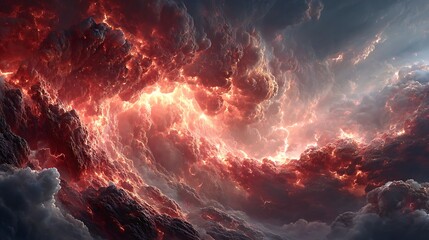 Anger turned visual red fractal storms with black plasma arcs and sharp textures