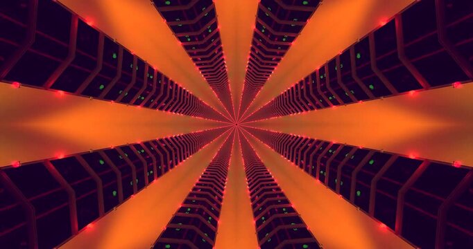 Experience a captivating tunnel video loop featuring vibrant orange and purple patterns that create a dynamic and seamless motion background. Perfect for screensavers or immersive displays.