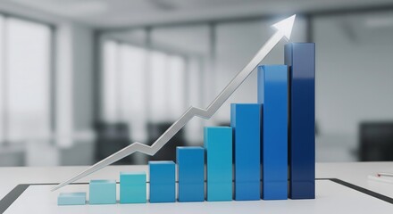 Business graph showing growth arrow.