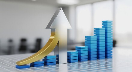 Business graph showing growth arrow.