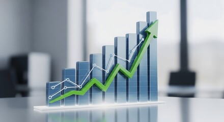 Business graph showing growth arrow.