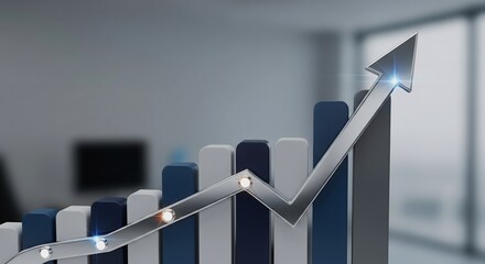 Business graph showing growth arrow.
