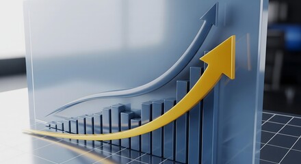 Business graph showing growth arrow.