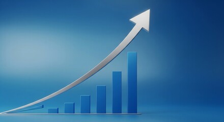 Business graph showing growth arrow.
