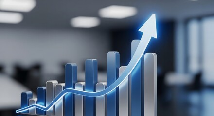 Business graph showing growth arrow.