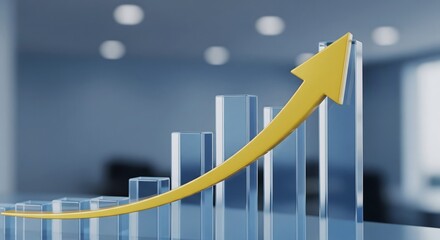 Business graph showing growth arrow.