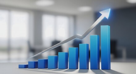 Business graph showing growth arrow.