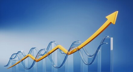 Business graph showing growth arrow.