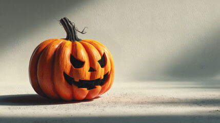 Evil Halloween pumpkin with night shadow illustration and black symbol isolated on white