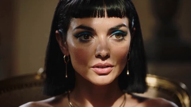 Portrait of Cleopatra with blue eyeshadow