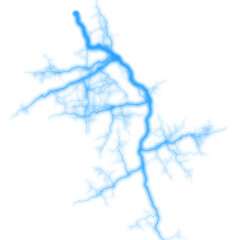 Blue Lightning Bolt PNG. Electric Energy Effect, Glowing Thunder Strike Clipart