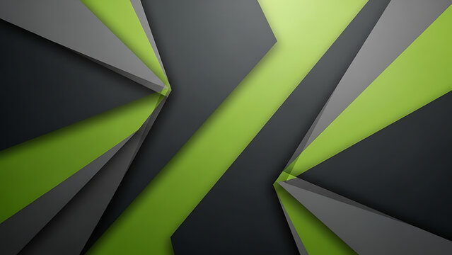 Modern geometric abstract background with sharp angular shapes and contrasting neon green and dark gray layers.