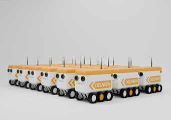 Lines of delivery robots